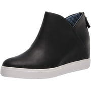 Angle View: Women's Dr. Scholl's Madison High Wedge Sneaker Black Smooth Faux Leather 9.5 M