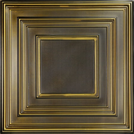 Schoolhouse 2 Ft X 2 Ft Pvc Lay In Or Glue Up Ceiling Panel In Antique Brass 100 Sq Ft Case