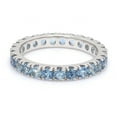 thumbnail image 2 of Aquamarine Band. 925 Sterling Silver Band, Round Cut Gemstone Band, Full Eternity Ring, March Birthstone Ring, Wedding Band For Her, 2 of 3