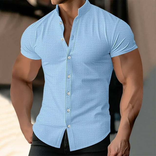 pstuiky camiseta de hombre, Camiseta deportiva de manga corta con cuello fino para hombre, estilo europeo y de primavera/verano ropa de hombre xxl