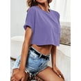 thumbnail image 2 of Sherrylily Women Crop Top Casual Crewneck T-Shirts Loose Fashion Tee with Pockets S-2XL, 2 of 7
