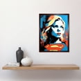 thumbnail image 2 of Supergirl Linocut Portrait Blue Red Yellow Female Comic Book Superhero Girls Bedroom Art Print Framed Poster Wall Decor 12x16 inch, 2 of 5