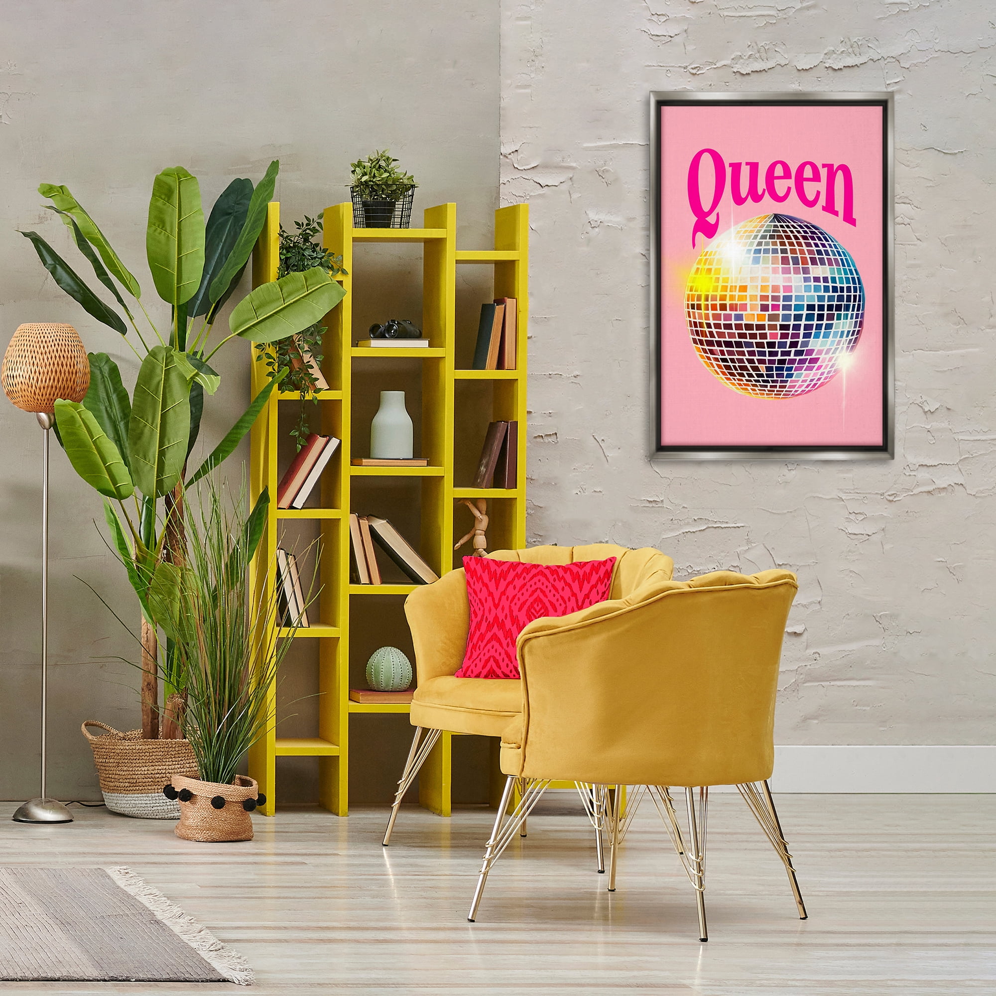 Stupell Industries Sparkling Disco Queen Entertainment Painting Gray Floater Framed Canvas Art Print Wall Art, 21 x 31