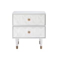 thumbnail image 3 of Linon Alick Wood Geo Texture 2 Drawer Nightstand Gold Hardware in Glossy White, 3 of 17