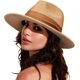 thumbnail image 1 of Women Straw Panama Hat Travel Fedora Beach Sun Hat Summer Wide Brim Straw Roll up Hat UPF 50+, 1 of 5