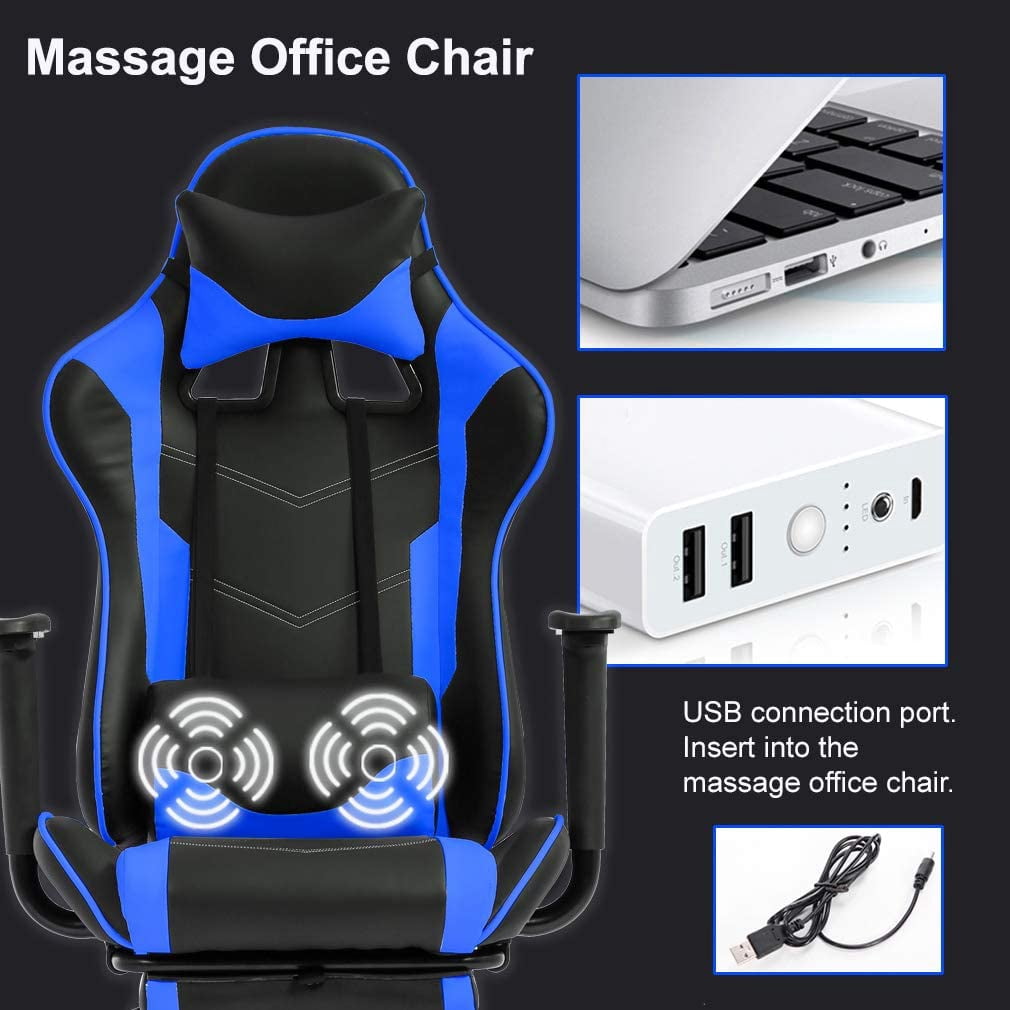 BestOffice Ergonomic Gaming Chair, Lumbar Support, Rolling Swivel for Men, Women(Blue)