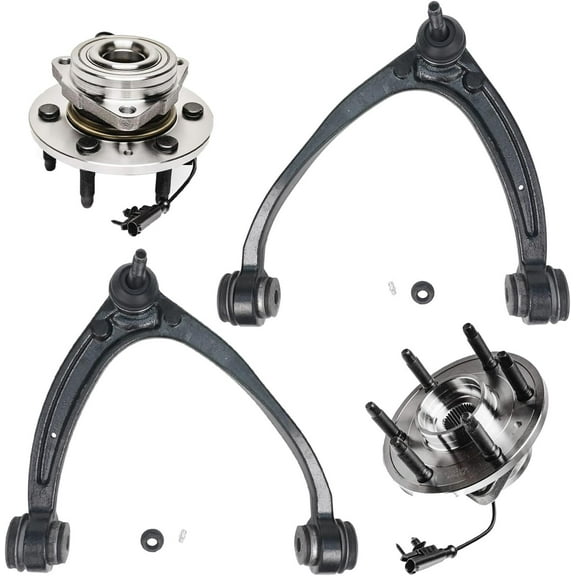 Detroit Axle - 4WD Front Wheel Bearing Hubs Upper Control Arms w/Ball Joints Replacement for Cadillac Escalade Chevy GMC Silverado Sierra 1500
