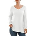 thumbnail image 3 of T-shirt à Manches Longues à Col en V pour Femmes, à Manches Longues, à Manches Longues, 3 of 4