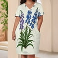 thumbnail image 4 of Blue And Purple Floral Illustration Loose Pocket Dress Dresses Summer Summer Dresses for Women, 4 of 9