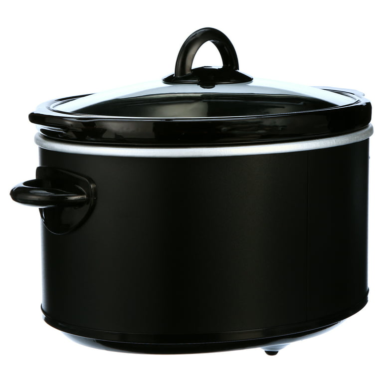 Smart Pot 4 Qt Black Rival Oval Crock Pot Stoneware Slow Cooker with Glass  Lid