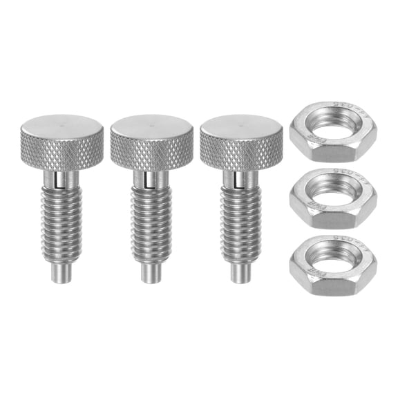 Uxcell 3pcs Spring Plunger M10x1.5 Thread Size Pin Dia.5mm Knurled Handle Lock Out Pin