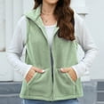 thumbnail image 2 of Kaemgyyd Womens Fuzzy Sherpa Fleece Jacket Lightweight Vest Cozy Sleeveless Cardigan Zipper Casual Outerwear with Pocket, 2 of 6