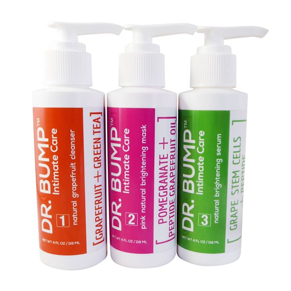 Dr. Bump Intimate Kit de tratamiento íntimo/facial de 3 pasos naturales entre depilación con cera 3 x 4 fl oz | 118 metros