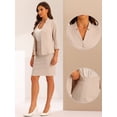 thumbnail image 2 of DARING DIVA 2Pcs Women's Notched Collar Business Pencil Skirt Suit Set S Beige, 2 of 6