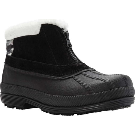 

Women s Propet Lumi Ankle Zip Duck Bootie Black/White Suede 7.5 2E