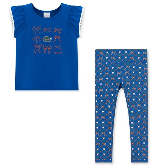 Girls Toddler ZooZatz Royal Florida Gators Tri-Blend Bow Legging and Shirt Set