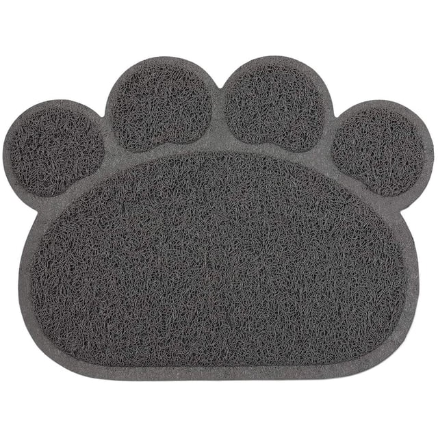 Tapis de litière pour chat Tapis antidérapant Forme de pate Alimentation Eau Tapis de table Tapis pour chien Pet Cat Kitty, 30 * 40cm (Gris)