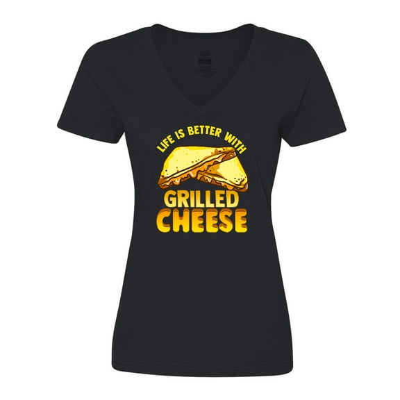 Inktastic Life is Better with Grilled Cheese Women's V-Neck T-Shirt
