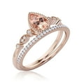 thumbnail image 3 of Dazzling Boho & hippiepie 1.75 Carat Pear Cut Morganite And Diamond Moissanite Engagement Ring, Wedding Ring, One Matching Band in 925 Sterling Silver With 18k Rose Gold Plating, Birthday Gift, 3 of 3