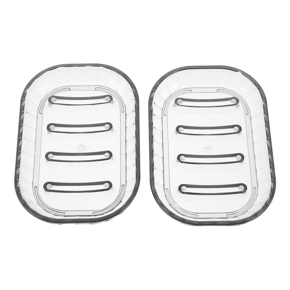 ETEREAUTY 2Pcs Transparent Grey Soap Tray for Bathroom with Quick Drainage Non Slip Bar Soap Holder