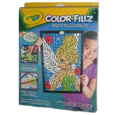 Crayola Color-Fillz Disney Tinkerbell Fairies Easy & Fun Mosaic Art w/ Model Magic Kids Craft Toy