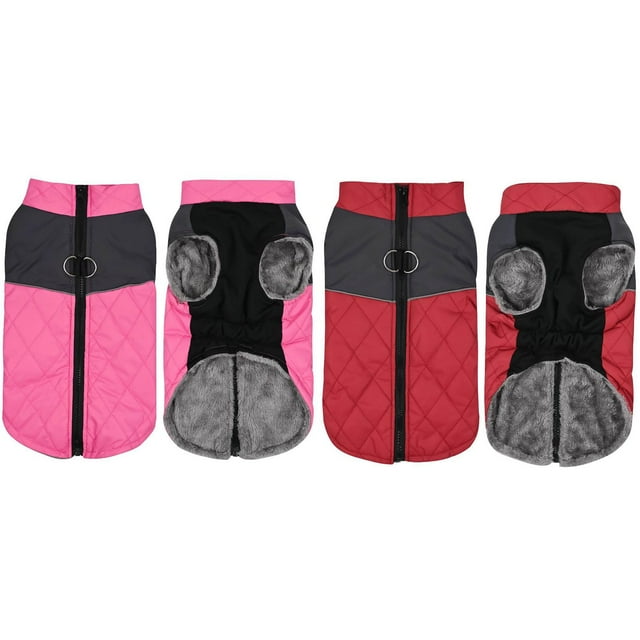 (2-Pack) Rinsvye Reflective Waterproof Pet Coat Pet Clothes Hangers and Rack Winter Warm Dog Coat Pet Clothes for Small Dogs Male for Small Medium Large Pet Clothes Dog