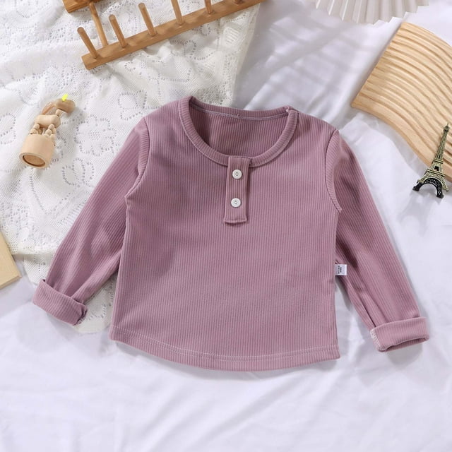 Cowsor Kids' Ribbed Velvet Round Neck Base Layer – Warm Top (6M-10Y)