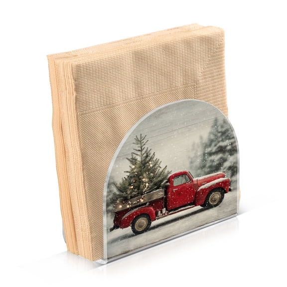 Napkin Holder for Table Kitchen Paper Tissue Organization Standing Paper Napkin Storage Vintage Red Truck