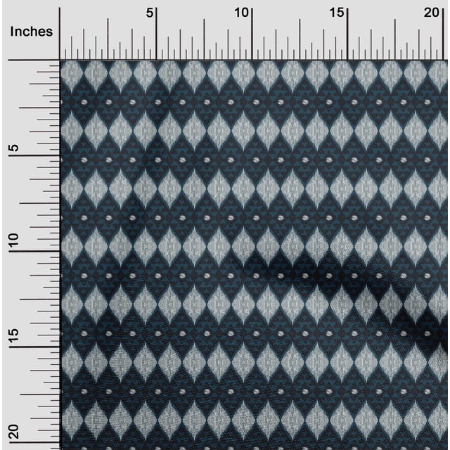 oneOone Cotton Silk Fabric Argyle Style Ikat Print Sewing Fabric BTY 42 Inch Wide