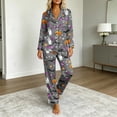 thumbnail image 5 of BaoFuBaoMei Halloween Pajamas Sets Woman Plus Size Long Sleeve Top and Pants Sleepwear Ghost Pumpkin Bat Print Soft Cozy Lounge Set, 5 of 7