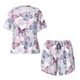 thumbnail image 2 of Yiaed Butterflies in Pastel Print Short Sleeve Pajama Sets for Women Casual Crew Neck 2 Piece Lounge Sets Women's Short-Sleeved Pajama-4X-Large, 2 of 5