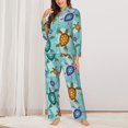 thumbnail image 2 of Pajama Sets for Women 2 Pcs, Turtles And Sea Button Down Long Sleeve Sleepwear Lounge PJ Sets, 2 of 6