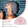 thumbnail image 4 of Bearachild Gorros de baño para ducha Estampado de flores Impermeable Reutilizable Elástico Colorido Universal Largo Sombrero corto Baño Estampado de Juegos de accesorios de baño punto blanco Bearachild HA062078-15B, 4 of 6