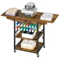 thumbnail image 3 of HOOBRO Foldable Heat Press Table, Movable Heat Transfer Stand, Vinyl Roll Holder and 4 S-Shaped Hooks, Mobile Workbench Cart for DIY Sublimation, T-Shirts Heat Transfer Project, Rustic Brown BF84CJ01, 3 of 9
