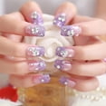 thumbnail image 1 of Set de puntas de uñas HUOGUO Purple Bride 24 piezas con diamantes de imitación, 1 of 4