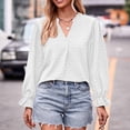 thumbnail image 4 of Women's Tops Long Sleeve V Neck Under $10 Fashion Casual Color Long Sleeve Blouses & Shirts, 4 of 9