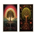 thumbnail image 2 of Designart "Rainbow Tree of Life Retro Illustration" Landscape Trees Framed Wall Art Set Of 2 - Traditional Green Framed Canvas Set For Living Room Decor, 2 of 6