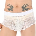 thumbnail image 2 of Fancifize Mens Lace Boxer Briefs - Soft Low Rise Bulge Pouch Trunks Underwear Panties for Men See Through Underpants, 2 of 9