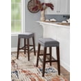thumbnail image 3 of Linon Walt 30" Backless Bar Stool, Walnut with Gray Fabric, 3 of 8
