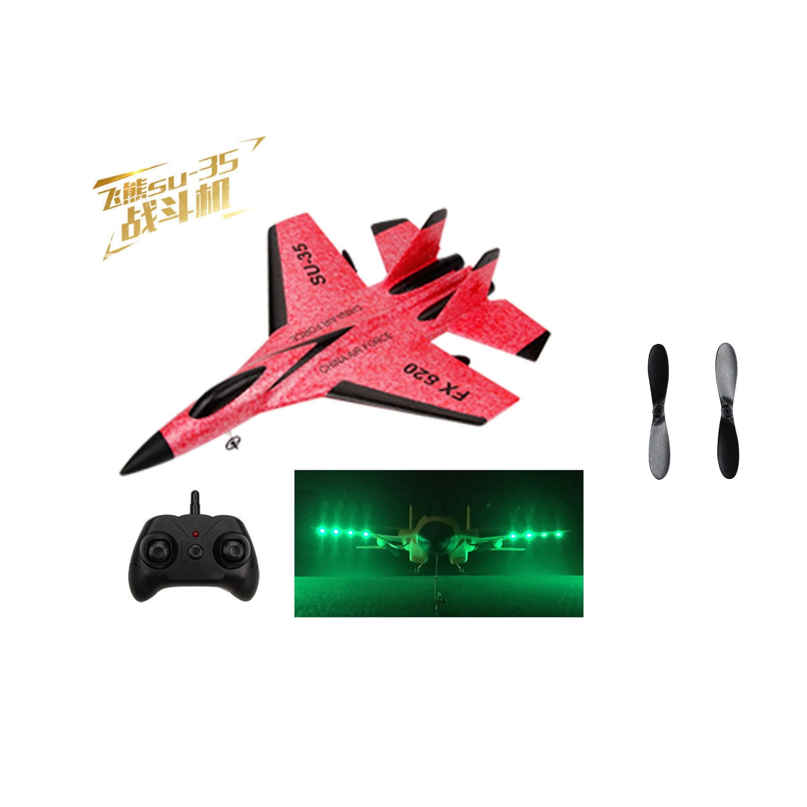 Comefolife Gravity Gliders Airplane - Gravity Glider Rc Plane, Foam Remote Control Airplane with Lights, Rc Fighter Jet with Gyro Stabilizer & Landing Gear, Outdoor & Indoor Flight (Red)