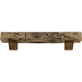 thumbnail image 2 of Ekena Millwork 6"H x 8"D x 72"W Hand Hewn Faux Wood Fireplace Mantel Kit with Ashford Corbels, Natural Golden Oak, 2 of 10