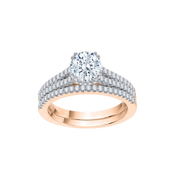 KATARINA Diamond Bridal Set in 10K Rose Gold (1 3/8 cttw, I-J, I1-I2) (Size-5.5)