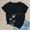 thumbnail image 5 of Womens Tops Spring Round Neck Dandelion Printed Loose Casual Short Sleeved T Shirt Soft Lightweight Breathable Polyester & Spandex 1Pc Top 2Xl Shirts for Women, 5 of 5