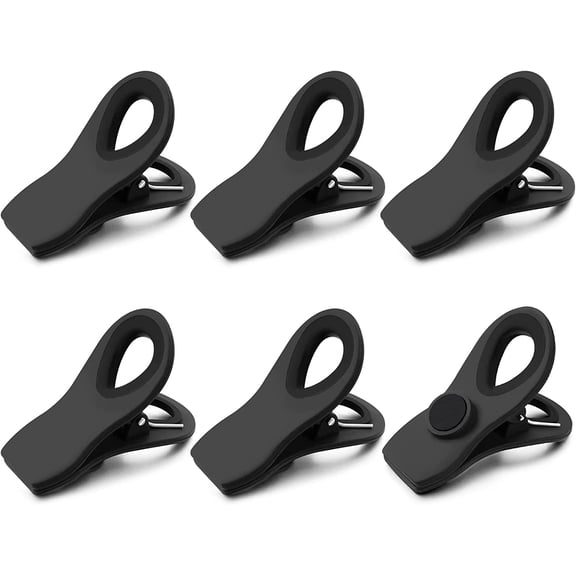 Chip Clips, Bag Clips, 6 Pack Black Magnetic Clips, Chip Clips Bag Clips Food Clips, Bag Clips for Food, Clips for Food Packages, Magnet Clips, Chip Bag Clip, Magnetic Chip Clips for Fridge