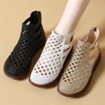 thumbnail image 2 of Women's Slip- Perforated Short Boots with Sole - Soft Round Toe Flat Sole Moccasin Sandals, Breathable Hollow Booties Suitable for Commuting, Casual & Office Wear, Hand Washable Sneakers, Women Shoes, 2 of 7