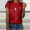 thumbnail image 2 of Fgnfyis Hauts pour Femmes T-Shirt Décontracté à Lettres Col Rond Manches Courtes Tunique T-Shirts pour Femmes Rouge TTG, 2 of 4