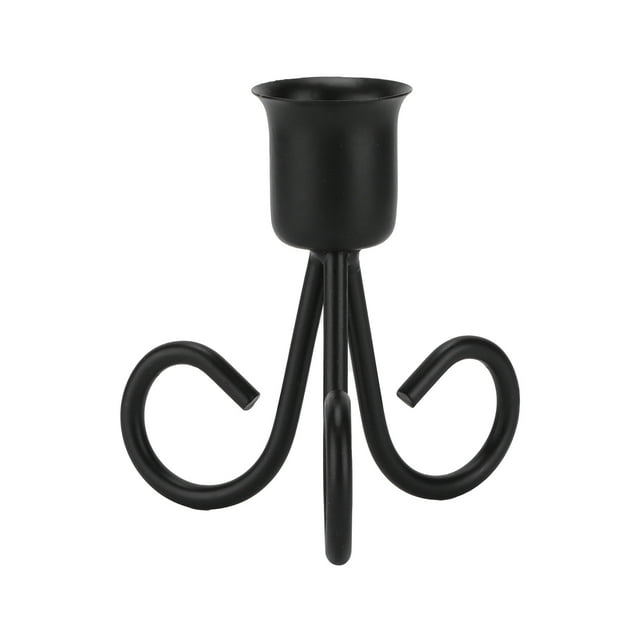 Retro Iron Taper Candle Holder, Wrought Iron Candle Holder Nordic Retro Geometric Aromatherapy Candlestick Stand Home Decor, Retro Candle Holder for Home Wedding black