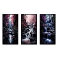 thumbnail image 2 of Designart "Uncharted Journey Beneath the Pink Tree Waterfall I" Landscapes Framed Wall Art Set Of 3 - Pink Waterfall Frame Gallery Wall Set For Home Decor, 2 of 7