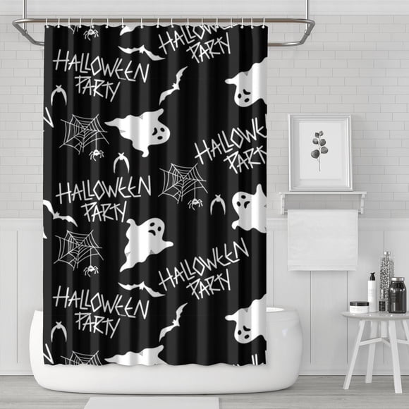 Haunted Mansion Halloween Shower Curtain, 72x72 Inch Scary Castle Design - Waterproof Bathroom Decor with Hooks for Gothic Halloween Theme