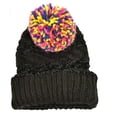 thumbnail image 2 of INC International Concepts Women's Chenille Striped Multi-Pom Beanie Hat Black One Size, 2 of 4